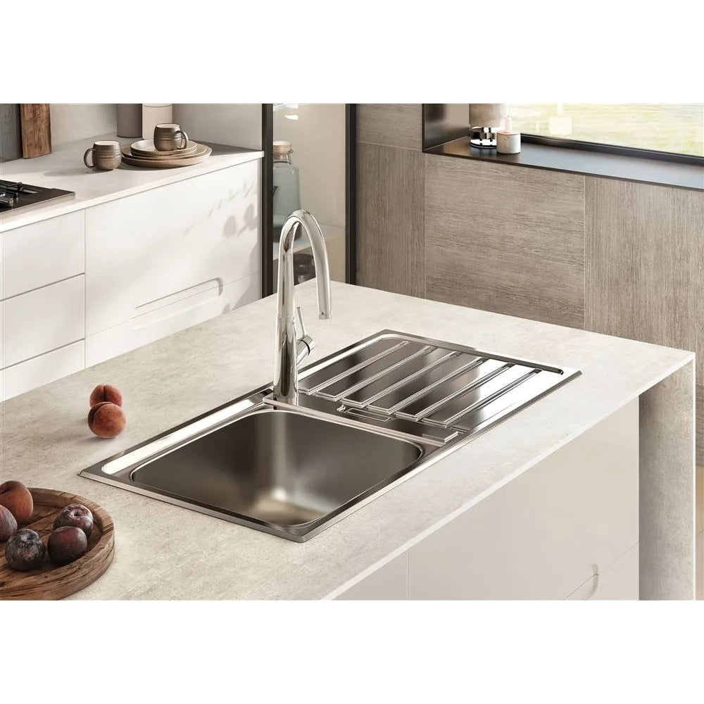 Fregadero de una cubeta de acero inoxidable con válvula automática y un acabado en cromo Siena Roca - Vista 2