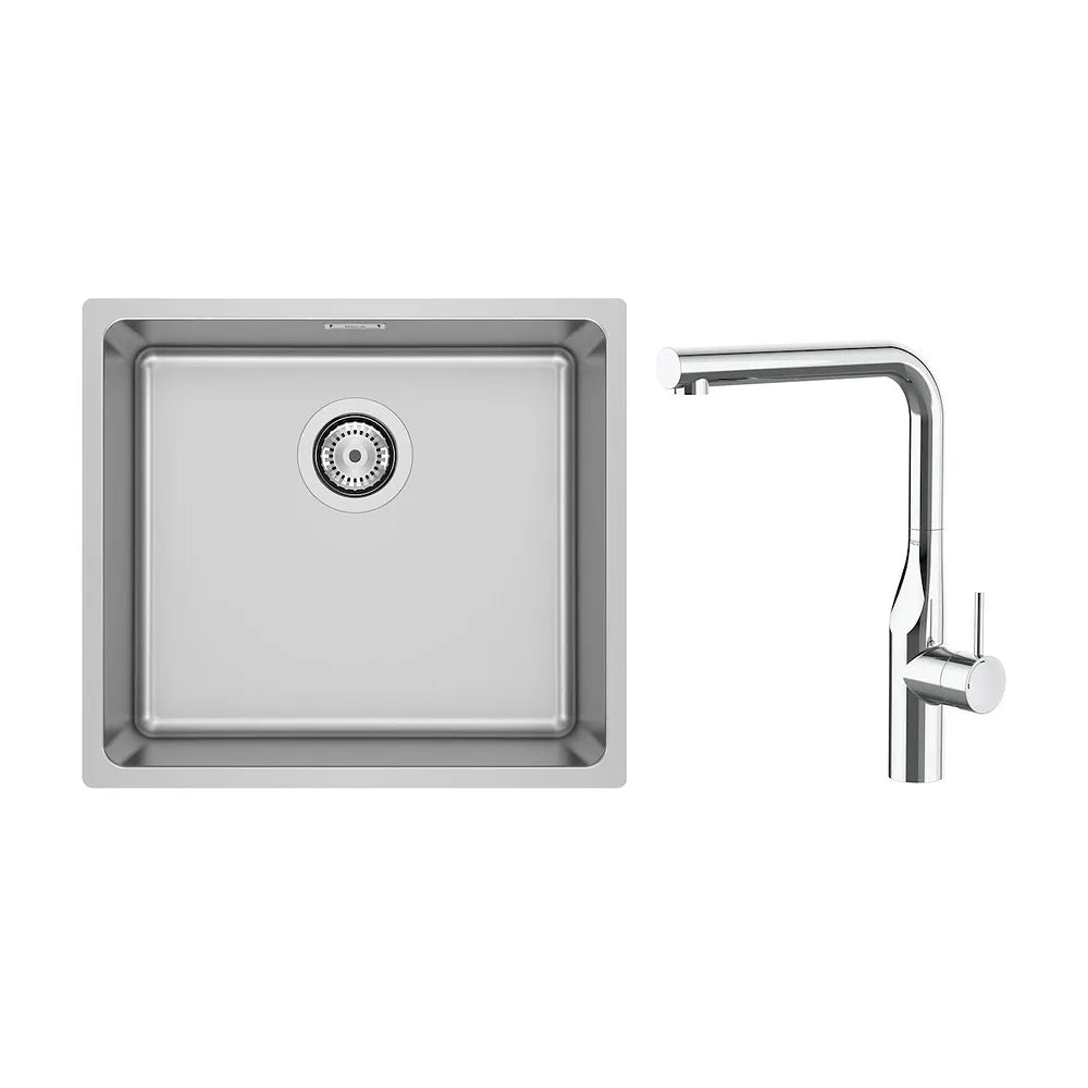 Conjunto de fregadero y grifo de acero inoxidable con acabado en color cromo Roma Roca - Vista 1