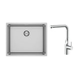 Conjunto de Grifo y Fregadero de Acero Inoxidable en Cromado Roma 54 cm Roca