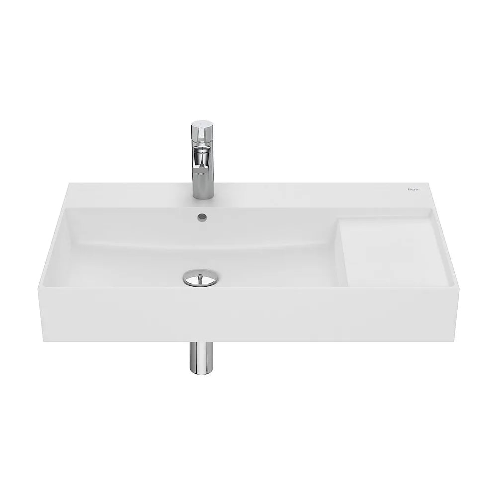 Lavabo de Fineceramic con Repisa y Diseño Rectangular Inspira Blanco Mate Roca - Vista 1