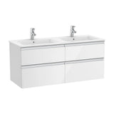 Bathroom Vanity Unit with Basin Doble y 4 Cajones Unik de 120 cm Colección The Gap Gloss White Roca