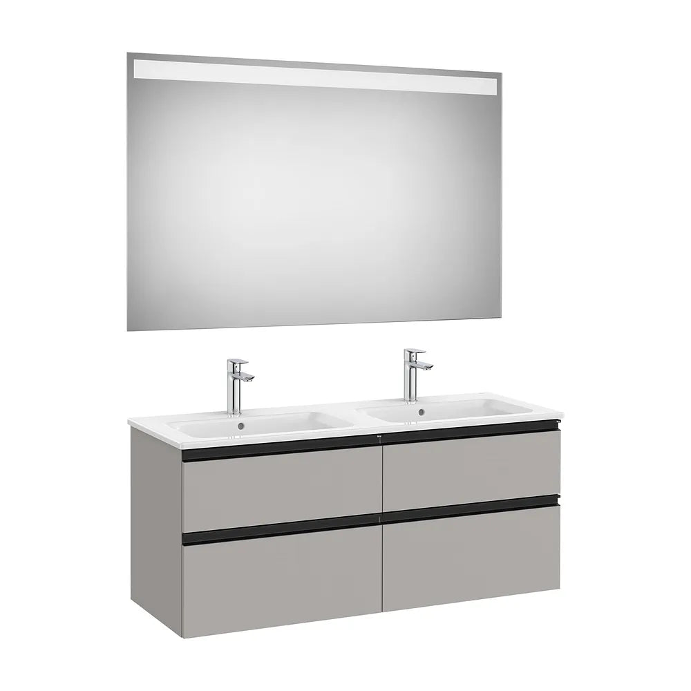 Conjunto de Baño con Lavabo Doble en Color Gris Mate de 120 cm Colección The Gap Roca - Vista 1