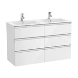 Bathroom Vanity Unit with Basin Doble y 6 Cajones Unik de 120 cm Colección The Gap Gloss White Roca