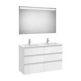 Chipboard Bathroom Set with Six Drawers 120 cm The Gap Collection Gloss White Roca
