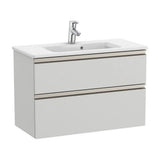 Meuble de Salle de Bains Compact Avec Plan Vasque Et 2 Tiroirs Gris Arctique Unik The Gap 80 cm Roca