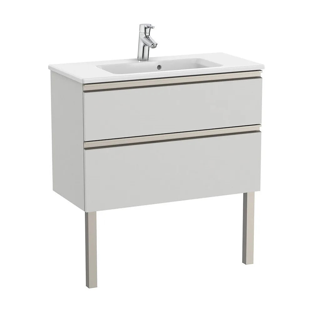 Mueble de Baño Compacto con Lavabo y 2 Cajones Color Gris Ártico Unik de 80 cm Colección The Gap Roca - Vista 2