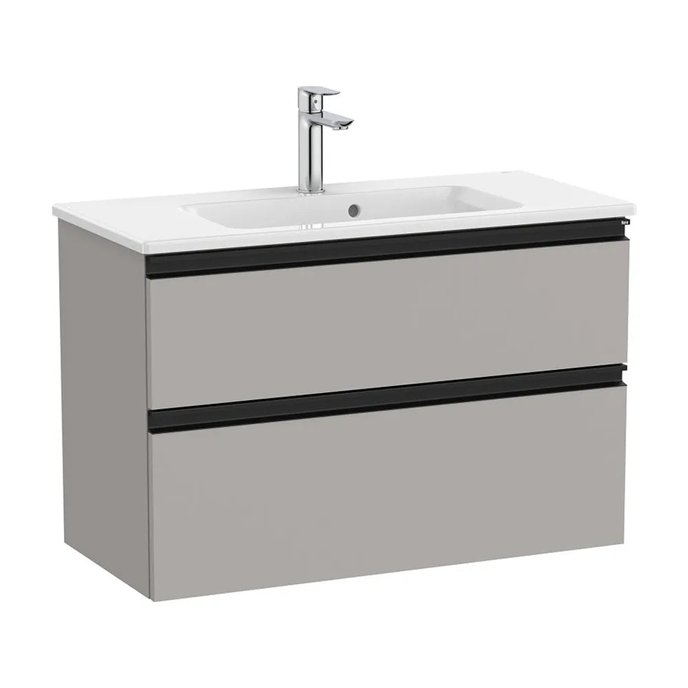 Mueble de Baño Compacto con Lavabo y 2 Cajones Color Gris Mate Unik de 80 cm Colección The Gap Roca - Vista 1