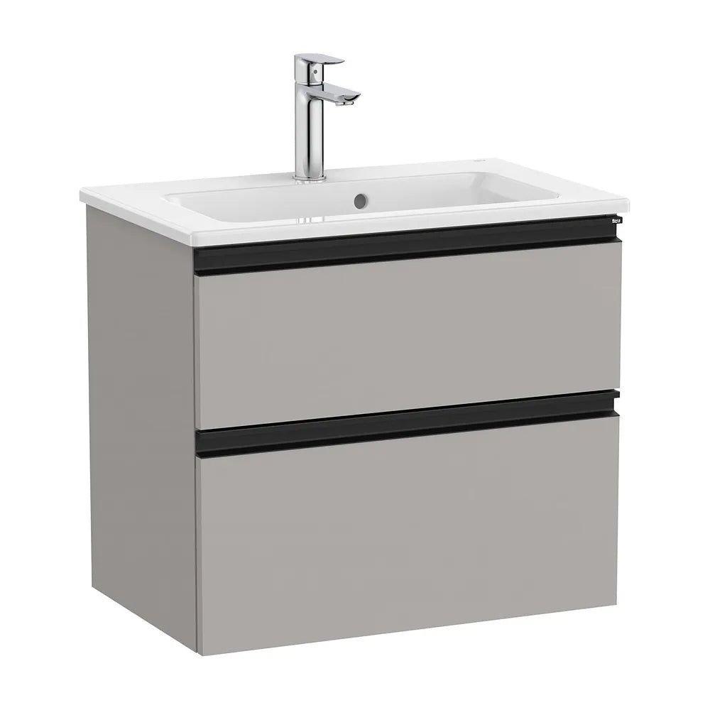 Mueble de baño compacto con lavabo y 2 cajones de 60 cm de ancho color gris mate Unik The Gap Roca - Vista 1