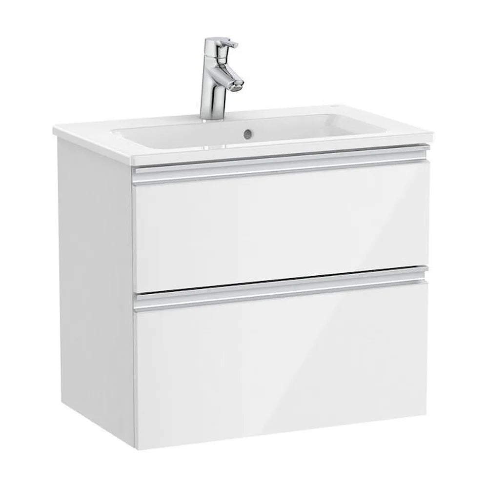 Mueble de baño compacto con lavabo y 2 cajones de 60 cm de ancho color blanco brillo Unik The Gap Roca - Vista 1
