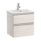 Bathroom Vanity Unit Compacto with Basin and 2 Drawers Unik de 50 cm Colección The Gap Fresno Roca