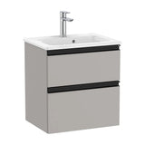 Bathroom Vanity Unit Compacto with Basin and 2 Drawers Color Gris Mate Unik de 50 cm Colección The Gap Roca