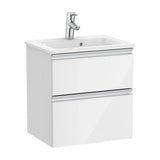 Bathroom Vanity Unit Compacto with Basin and 2 Drawers Unik de 50 cm Colección The Gap Gloss White Roca