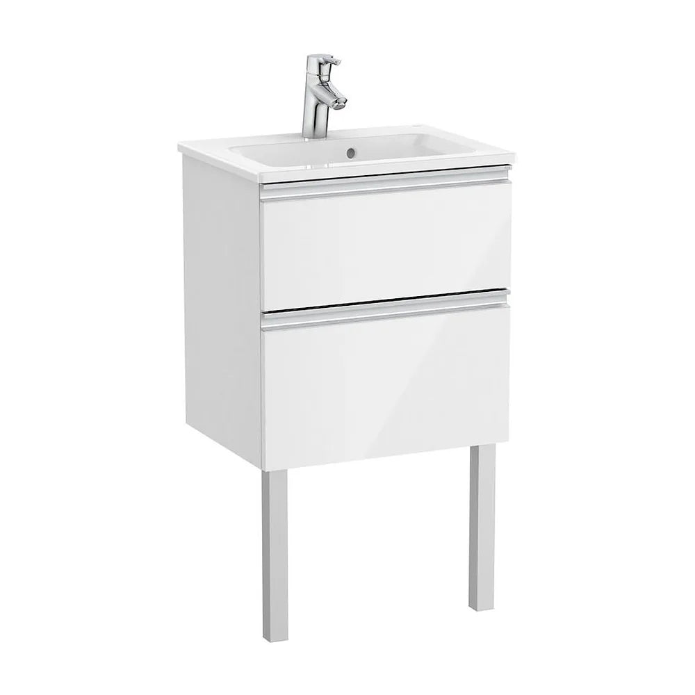Mueble de baño compacto con lavabo y 2 cajones de 50 cm de ancho color blanco brillo Unik The Gap Roca - Vista 2