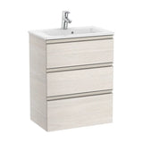 Bathroom Vanity Unit Compacto with Basin y 3 Cajones Unik de 60 cm Colección The Gap Fresno Roca