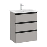 Bathroom Vanity Unit Compacto with Basin y 3 Cajones Gris Mate Unik de 60 cm Colección The Gap Roca
