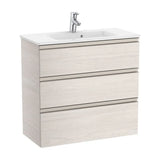 Bathroom Vanity Unit Compacto with Basin y 3 Cajones Unik de 80 cm Colección The Gap Fresno Roca