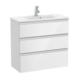 Bathroom Vanity Unit Compacto with Basin y 3 Cajones Unik de 80 cm Colección The Gap Gloss White Roca