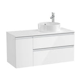 Bathroom Vanity Unit for Right-Hand Washbasin with 1 Door and 2 Drawers 110 cm The Gap Collection Gloss White Roca
