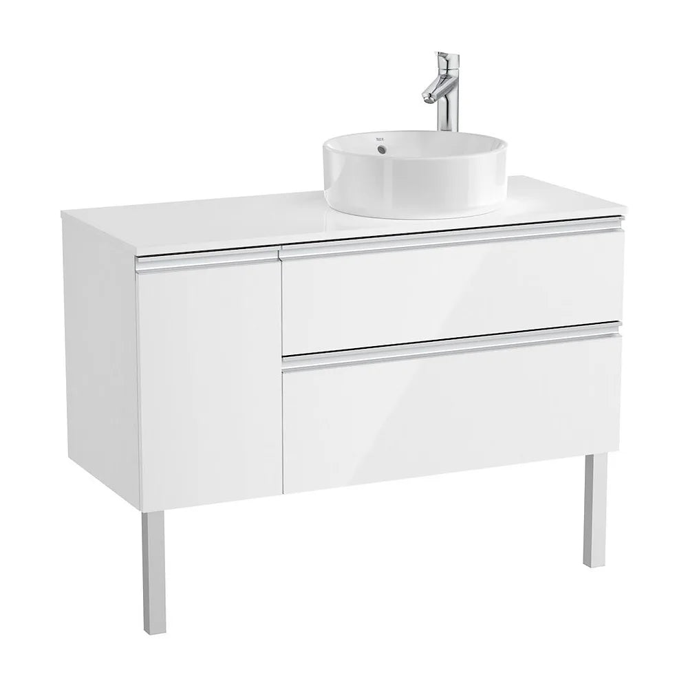 Mueble de Baño para Lavabo Derecho con 1 Puerta y 2 Cajones de 110 cm Colección The Gap Blanco Brillo Roca - Vista 2