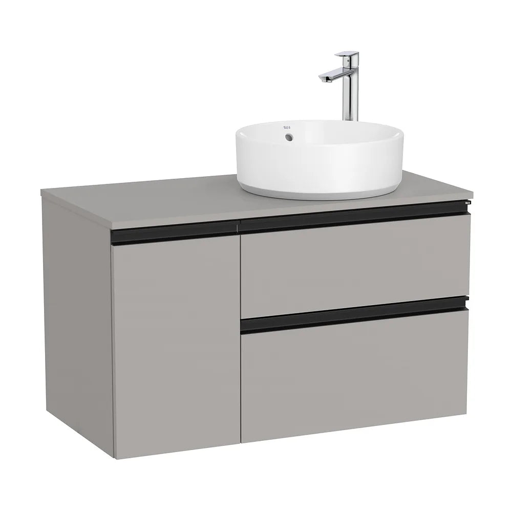 Mueble de Baño para Lavabo con 1 Puerta y 2 Cajones Color Gris Mate de 90 cm Colección The Gap Roca - Vista 1