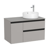 Bathroom Vanity Unit para Lavabo con 1 Puerta y 2 Cajones Color Gris Mate de 90 cm Colección The Gap Roca