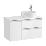 Bathroom Vanity Unit para Lavabo Hacia la Derecha con 1 Puerta y 2 Cajones de 90 cm Colección The Gap Gloss White Roca