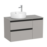 Meuble Avec Vasque À Gauche Avec 1 Porte Et 2 Tiroirs Couleur Gris Mat The Gap 90 cm Roca