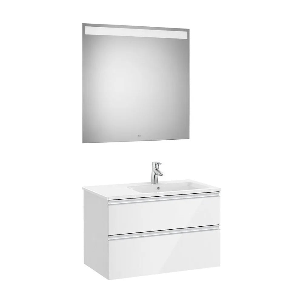Conjunto de Baño con 2 Cajones de 80 cm Colección The Gap Blanco Brillo Roca - Vista 1