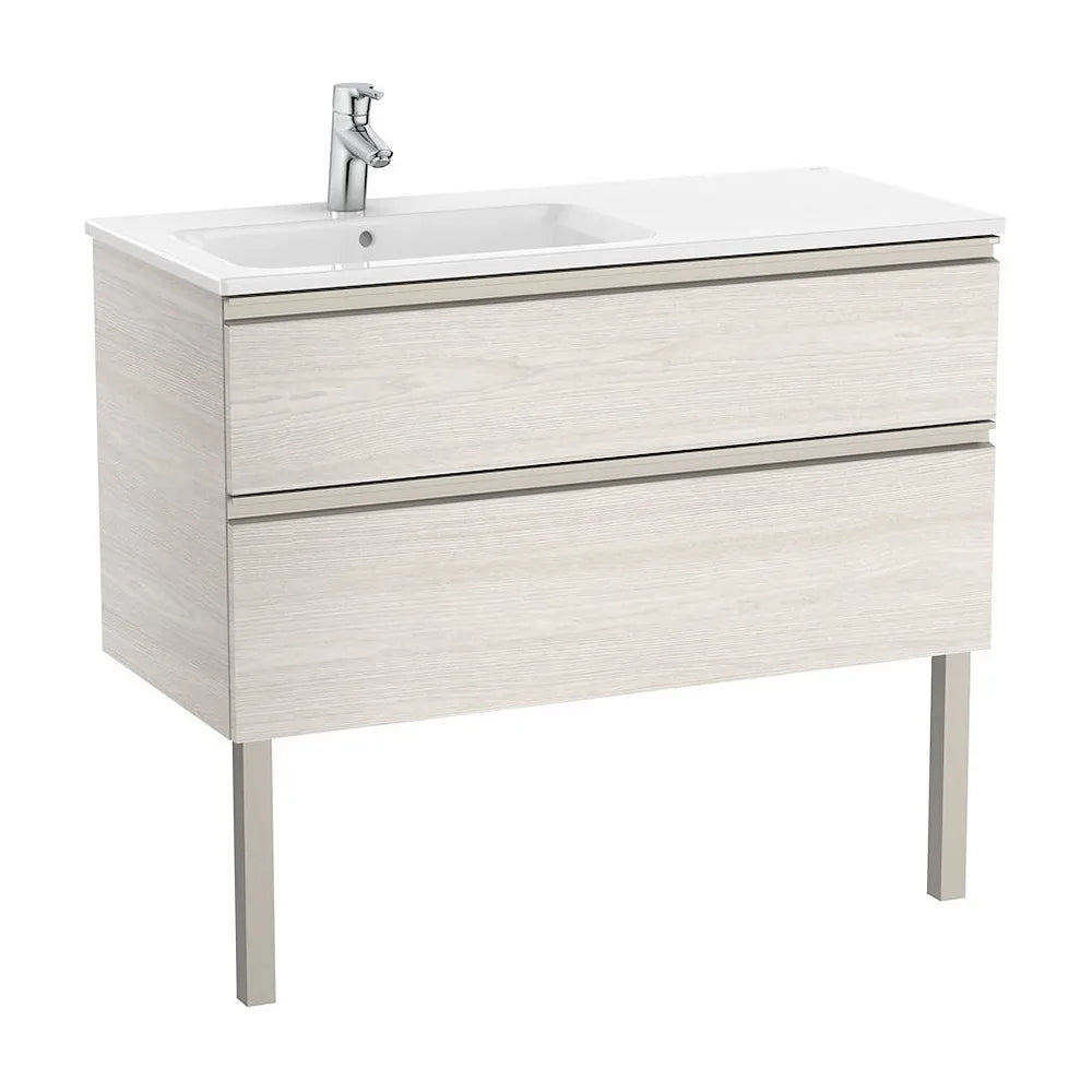 Mueble de baño de 100 cm de ancho con lavabo izquierdo en color fresno Unik The Gap Roca - Vista 2