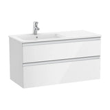 Móvel de Casa de Banho Com Lavatório Esquerdo de Cor Branco Brilhante Unik The Gap 100 cm Roca