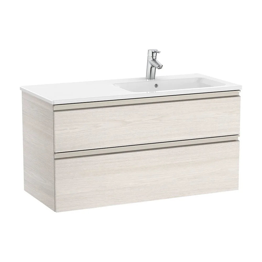 Mueble de baño de 100 cm de ancho con lavabo derecho en color fresno Unik The Gap Roca - Vista 1