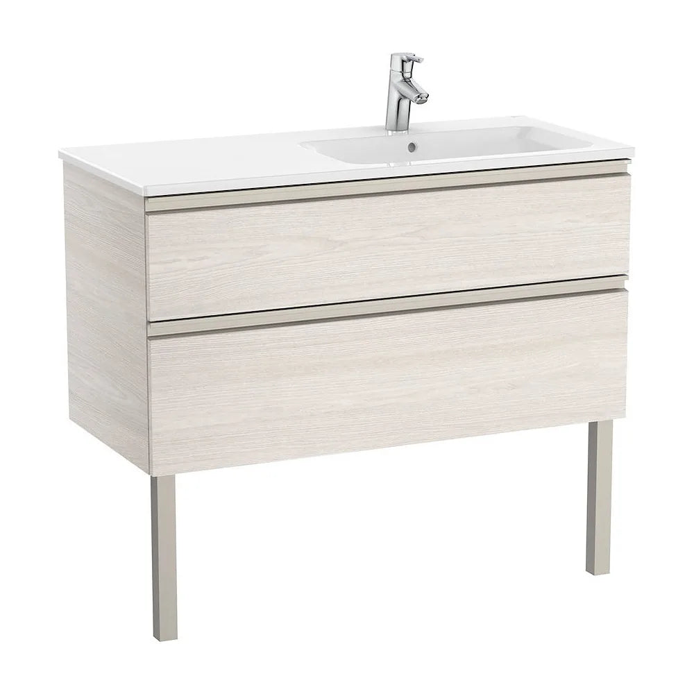 Mueble de baño de 100 cm de ancho con lavabo derecho en color fresno Unik The Gap Roca - Vista 2