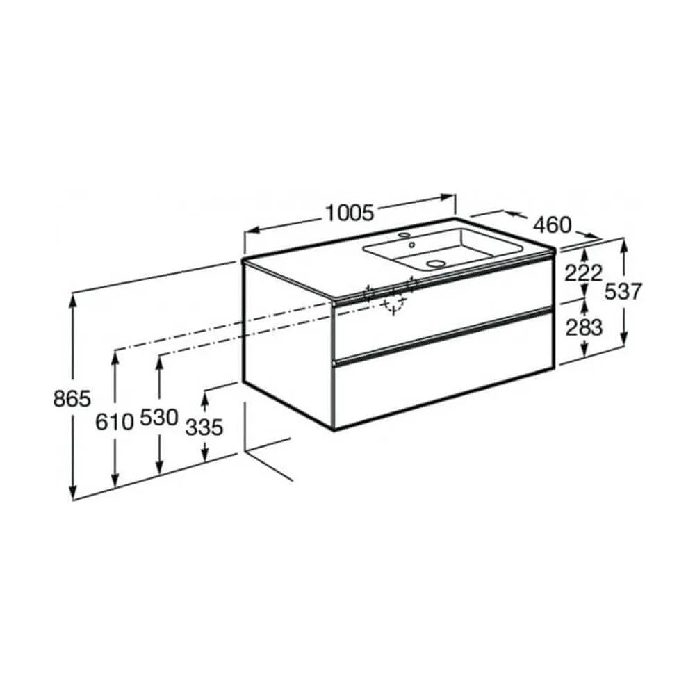 Mueble de Baño con Lavabo Derecho Gris Mate Unik de 100 cm Colección The Gap Roca - Vista 7