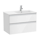 Bathroom Vanity Unit with Basin Derecho Unik de 80 cm Colección The Gap Gloss White Roca