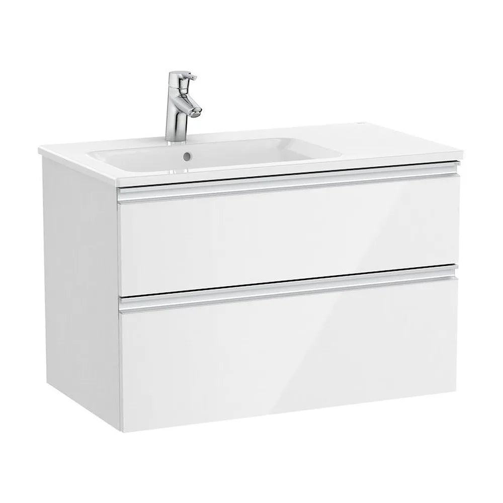 Mueble de baño de 80 cm de ancho con lavabo izquierdo en color blanco brillo Unik The Gap Roca - Vista 1