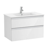 Móvel de Casa de Banho de Largura Com Lavatório Central Cor Branco Brilhante Unik The Gap 80 cm Roca