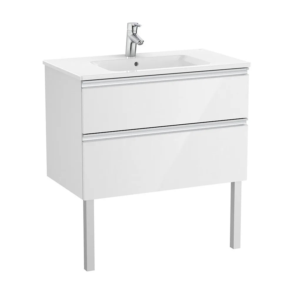 Mueble de baño de 80 cm de ancho con lavabo central color blanco brillo Unik The Gap Roca - Vista 2