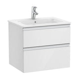 Bathroom Vanity Unit with Central Washbasin Unik 60 cm The Gap Collection Gloss White Roca