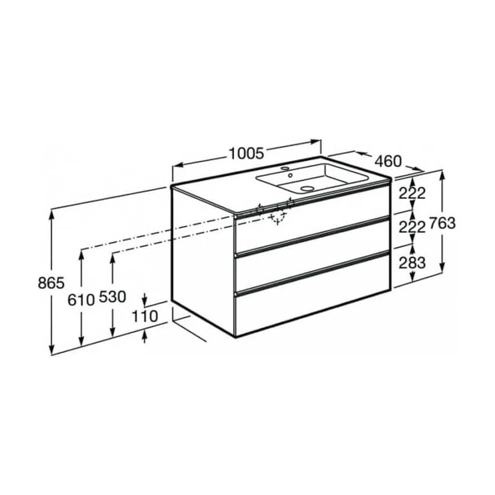 Mueble de baño de 100 cm de ancho con lavabo derecho color roble Unik The Gap Roca - Vista 8