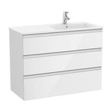 Bathroom Vanity Unit with Basin Derecho Unik de 100 cm Colección The Gap Gloss White Roca
