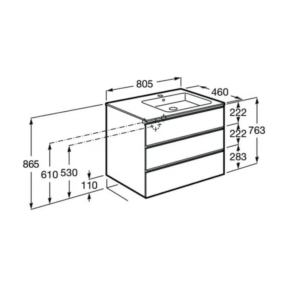 Mueble de Baño con Lavabo Derecho Unik de 80 cm Colección The Gap Roble Roca - Vista 8
