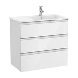 Meuble de Salle de Bains Avec Bac À Droite de Couleur Blanc Brillant Unik The Gap 80 cm Roca