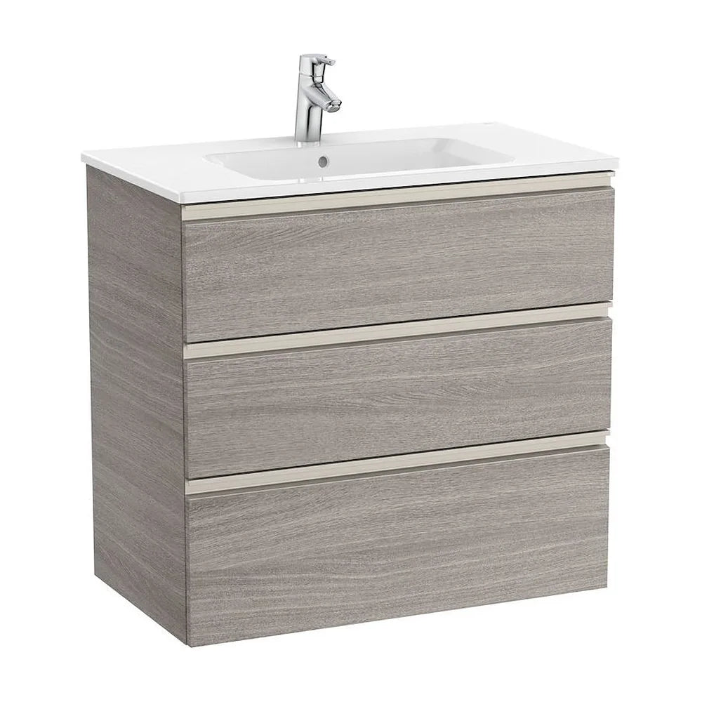 Mueble de baño de 80 cm de ancho con lavabo central color roble Unik The Gap Roca - Vista 1