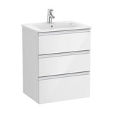 Bathroom Vanity Unit with Central Washbasin Unik 60 cm The Gap Collection Gloss White Roca