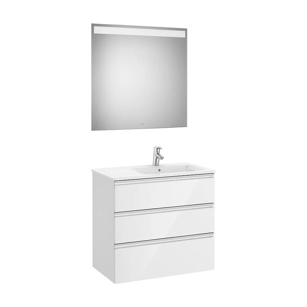 Conjunto de Baño con Lavabo Derecho de 80 cm Colección The Gap Blanco Brillo Roca - Vista 1