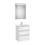 Compact Bathroom Set with Centered Washbasin 60 cm The Gap Collection Gloss White Roca