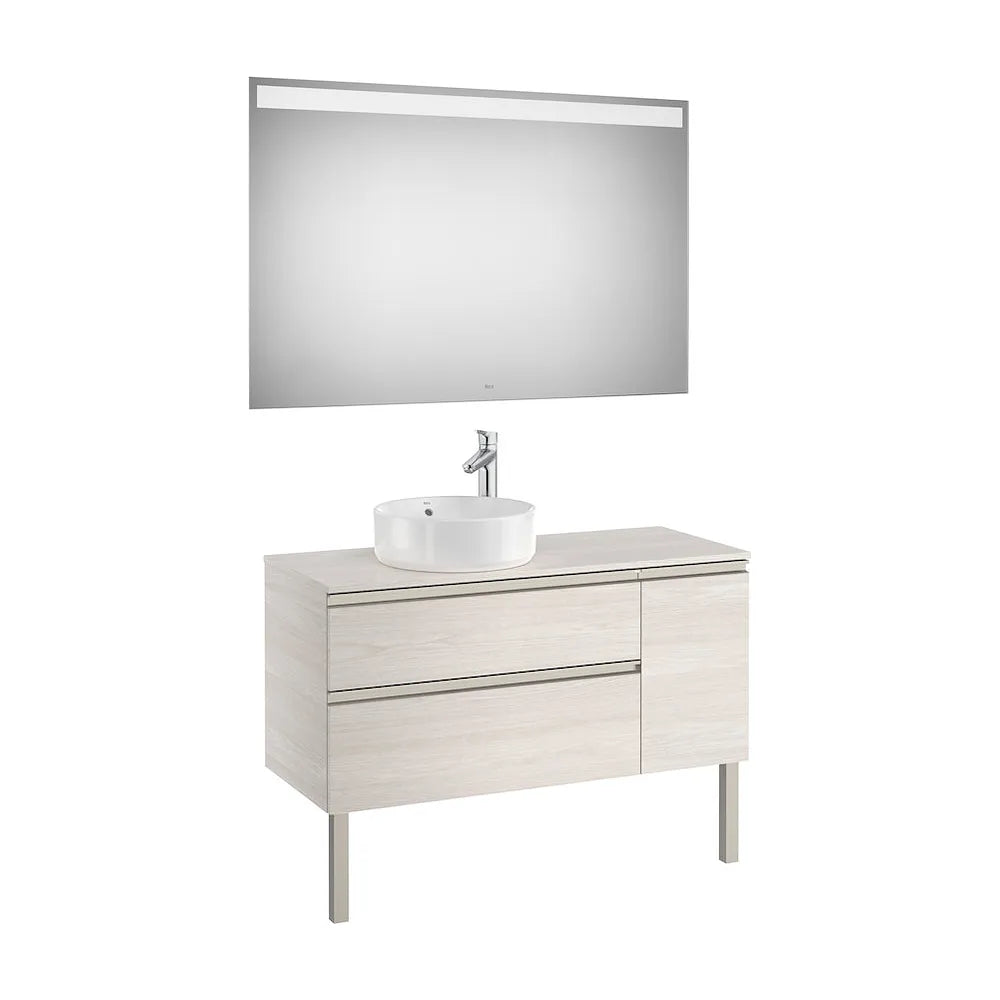 Mueble de Baño con Lavabo y Espejo Led de 110 cm Colección The Gap Fresno Roca - Vista 2