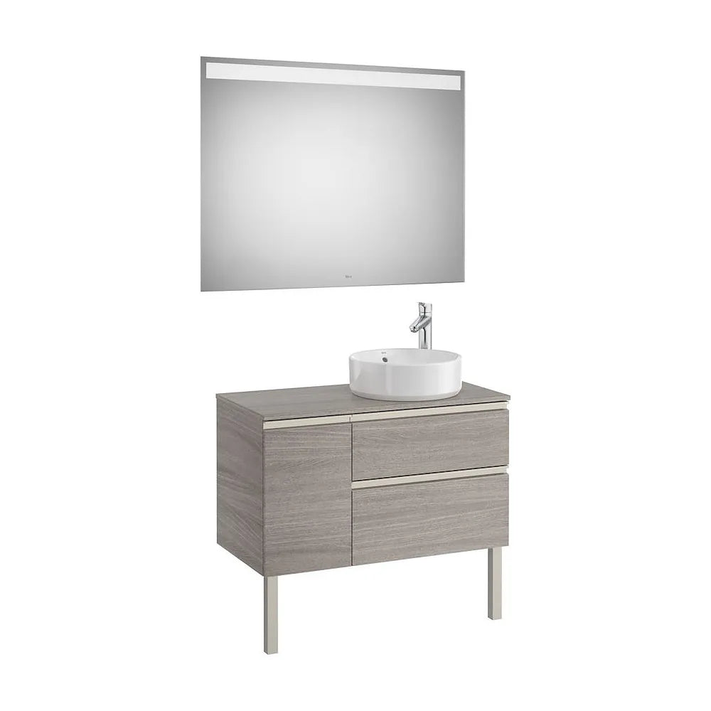 Mueble de Baño con Lavabo con Espejo Led de 90 cm Colección The Gap Roble Roca - Vista 2
