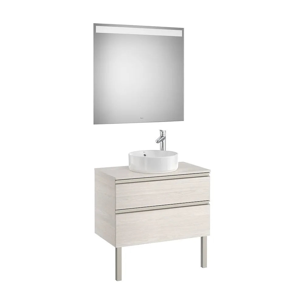 Mueble de Baño con Lavabo con Espejo Led de 80 cm Colección The Gap Fresno Roca - Vista 2