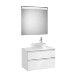 Móvel para Casa de Banho Com Lavatório Com Espelho Led Cor Branco Brilhante de 80 cm Colección The Gap Roca
